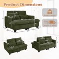 thumbnail image 3 of FFH Double Chaise Lounge Indoor, 61" Oversized Lounge Chair Sleeper Sofa Sectional, Corduroy Loveseat with Lumbar Pillows and Adjustable Backrests, Green, 3 of 16