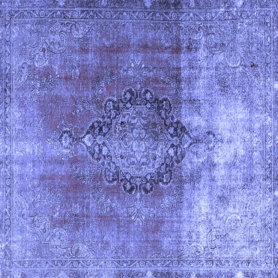Ahgly Company Machine Washable Indoor Square Persian Blue Traditional Area Rugs, 5' Square