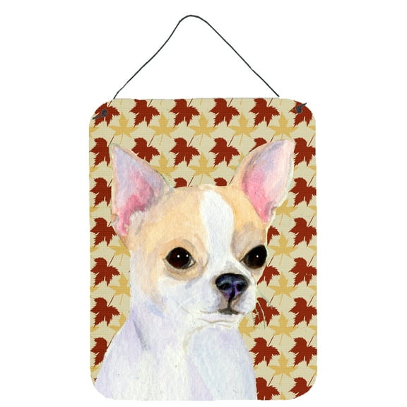 Carolines Treasures SS4382DS1216 Chihuahua Fall Leaves Portrait Wall or Door Hanging Prints 12WX16H multicolor