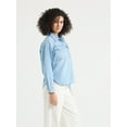 thumbnail image 3 of Sofia by Sofia Vergara Women's Relaxed Boyfriend Shirt with Long Sleeves, Sizes XS-XXXL, 3 of 5