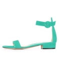 thumbnail image 2 of YDN Women Round Open Toe Ankle Strap Sandals Low Chunky Heels with Buckle Elegant Dressy Party Daily Shoes Size 5.5 Turquoise, 2 of 4