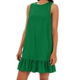 thumbnail image 2 of JoveMarine Cocktail Dresses for Women Color Vest Skirt - Ruffle Edge Sleeveless Flounce Hem Casual Summer Mini Dress with Cotton Blend,Green L, 2 of 8