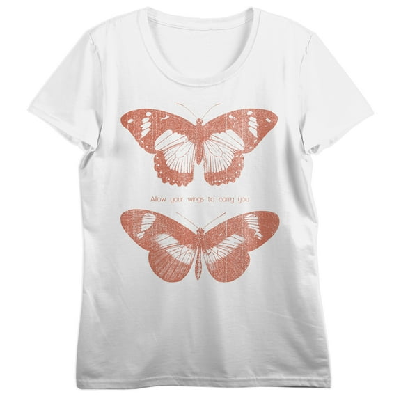Allow Your Wings To Carry You Crew Neck Short Sleeve Women's White T-shirt
-Medium