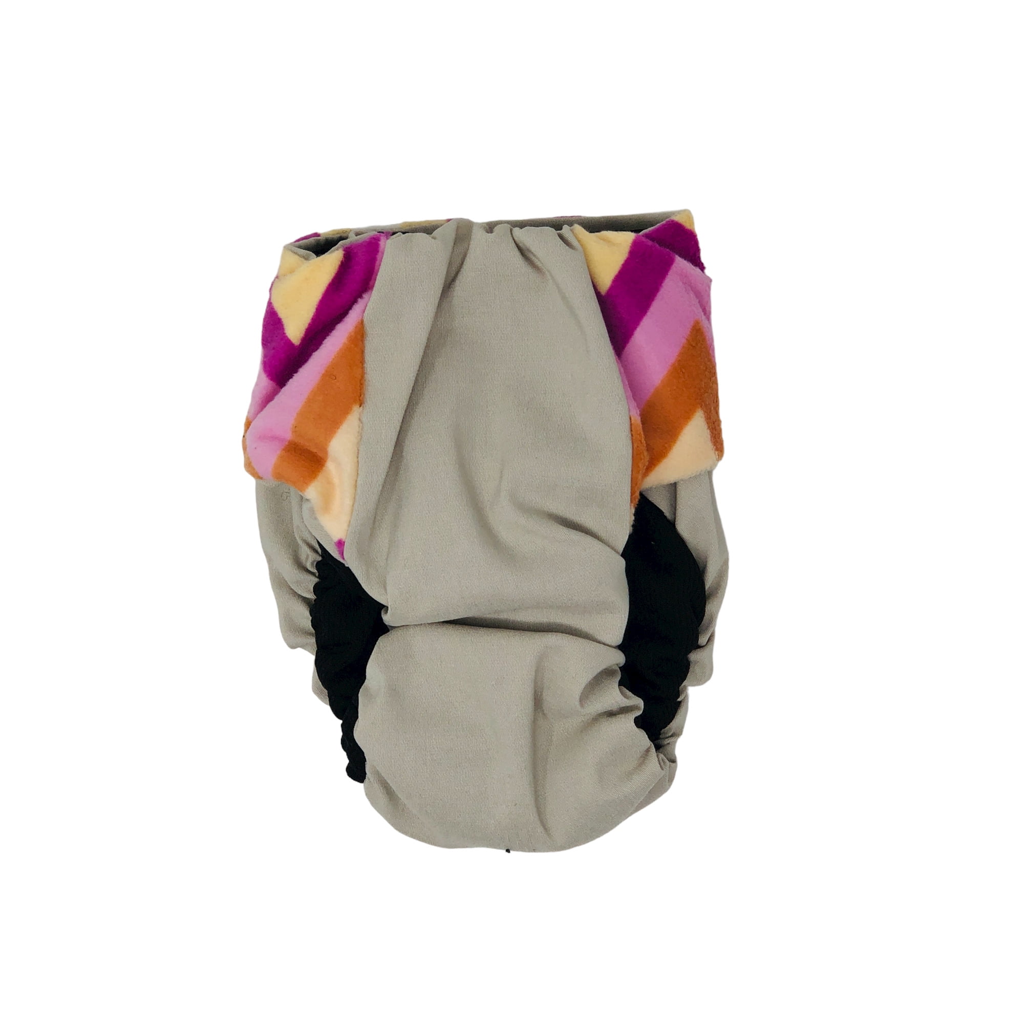 Barkertime Orange Yellow Chevron Minky on Frosty Cream Dog Diaper