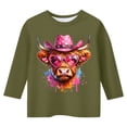thumbnail image 3 of WOYY Toddler Girls Valentine's Day T-Shirt Cute Cartoon Highland Cow Print 3/4 Sleeve Tee, 3 of 3