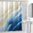 thumbnail image 2 of Navy Blue Beige Beach Shower Curtain, Abstract Gradient Sandy Beach Ocean Waves Waterproof Shower Curtain Set with 12 Hooks Lightweight Bath Curtains Fabric Bathroom Decor 72x72 Inches, 2 of 9