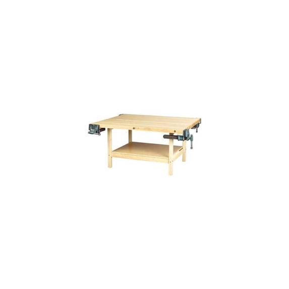2-Station Large Workbench w Vise (28 in. D (205 lbs.) w 1 Vise)