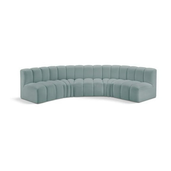 Meridian Furniture Arc Mint Green Vegan Leather Modular Sectional