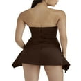 thumbnail image 4 of Femmes Élégant Satin Robe Courte Tube Solide Bustier Coupe Basse Robe d'Été Clubwear, 4 of 6