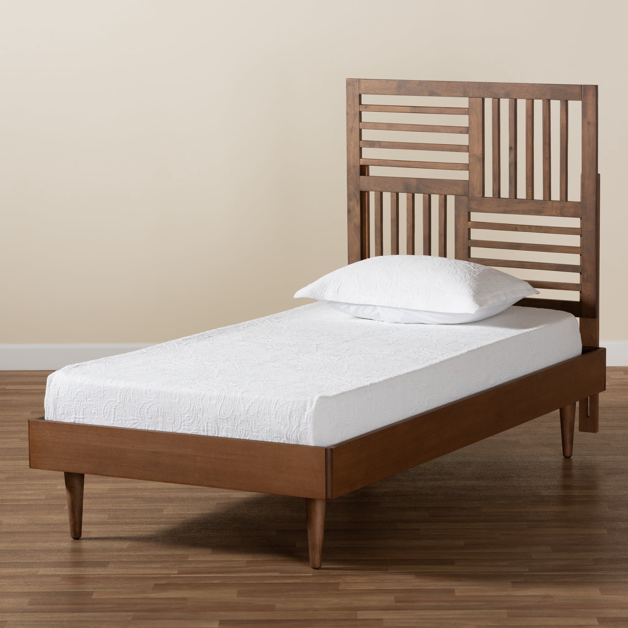 Baxton Studio Romy Contemporary/Modern Engineered Wood Platform Bed, Twin, Walnut Brown