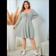 thumbnail image 5 of Vestido Casual de Mujer de Talla Grande con Cuello Cuadrado, Larga y Canalé. Gris XXXL, 5 of 10