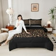 thumbnail image 4 of jejeloiu Abstract Cheetah Print Queen Comforter Set,Abstract Geometric Lines Bedding Sets,Brown Black Bedding Comforter Set For Teens,Super Cozy Room Decor Reversible,3pcs, 4 of 8