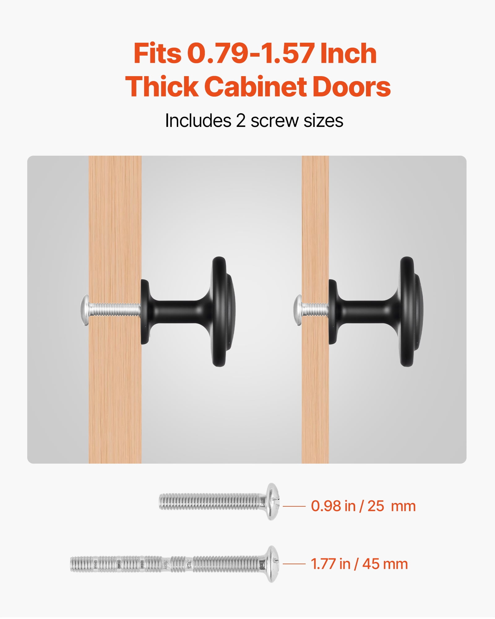 VEVOR Cabinet Knobs, 30 Pack,1.22 Inch Black Zinc Alloy Drawer Pulls & Door Handles,Mushroom Kitchen Solid Knobs Dresser Handles,Cupboard Hardware with Screws for Bathroom Closet Cabinets Drawers