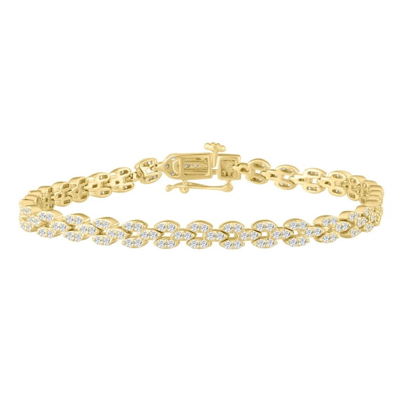 2 Carat Diamond Link Bracelet in 18K Yellow Gold over Sterling Silver (7 Inch)
