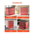 thumbnail image 5 of VEVOR Metal Tool Box, 8.6-inch, Portable Metal Tool Box with 5 Drawers, Small Tool Chest with EVA Liners and PP Feet Pads, Heavy-Duty Steel With Ball Bearing Opening and Powder Coated Finish, Red, 5 of 9
