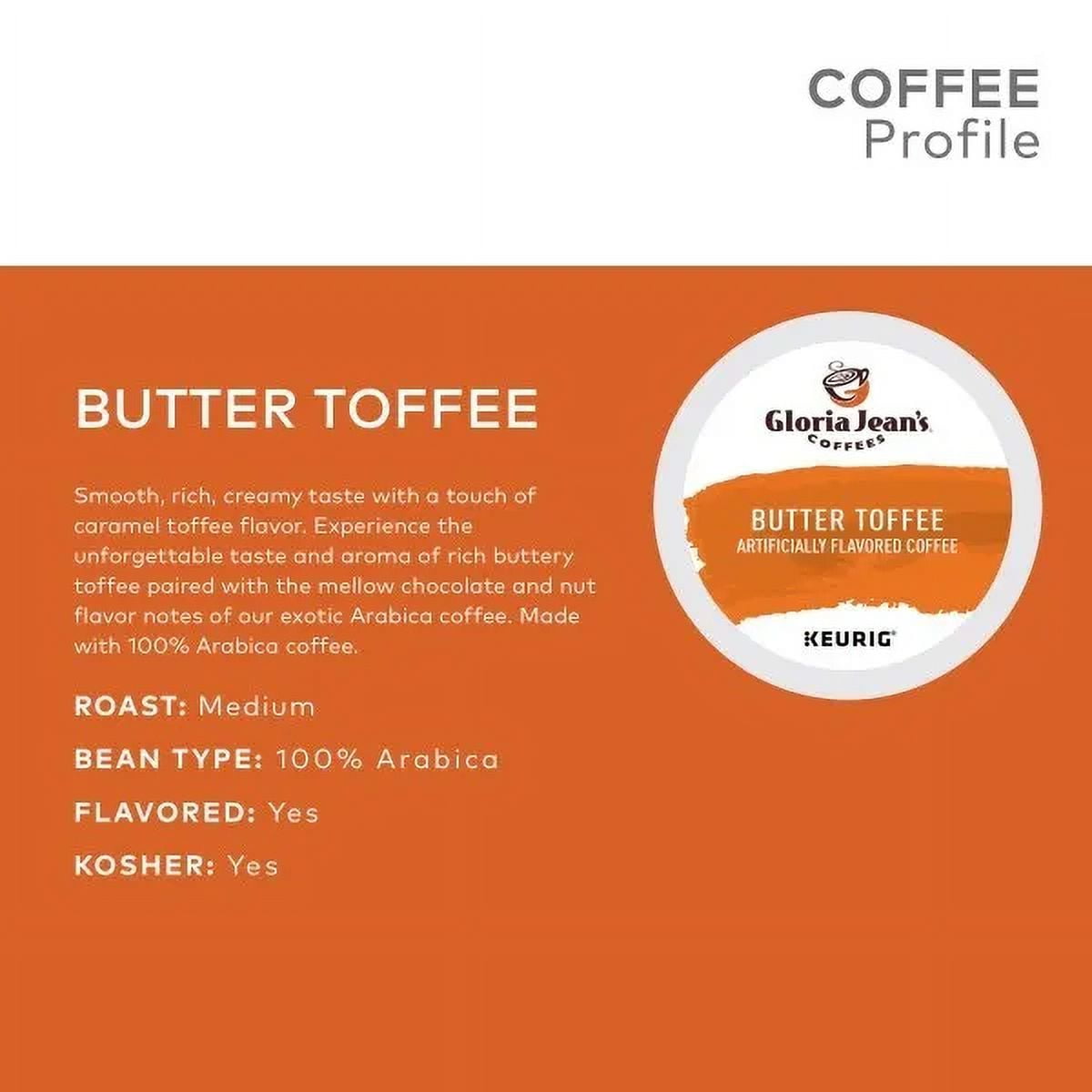 Gloria Jean's Butter Toffee Keurig Single-Serve K-Cup Pods, Medium Roast, 24 Pods Per Pack, Case Of 4 Packs