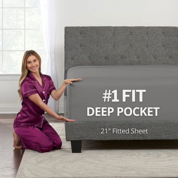 Extra Deep Pocket Queen Fitted Sheet Only - Queen Fitted Sheet Deep Pocket - Queen Size Deep Pocket for Thick Mattress Pillow Top Non Slip Bed Sheets with Deep Pockets - Best Fit for Best Sl