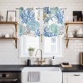 thumbnail image 2 of Blue Teal Coastal Kitchen Curtains Small Short 39 Inch Length, Summer Beach Nautical Coral Starfish Grommet Bedroom Living Room Curtains, Light Filtering Cafe Curtain Drapes 2 Panels Set 55''x39'', 2 of 9