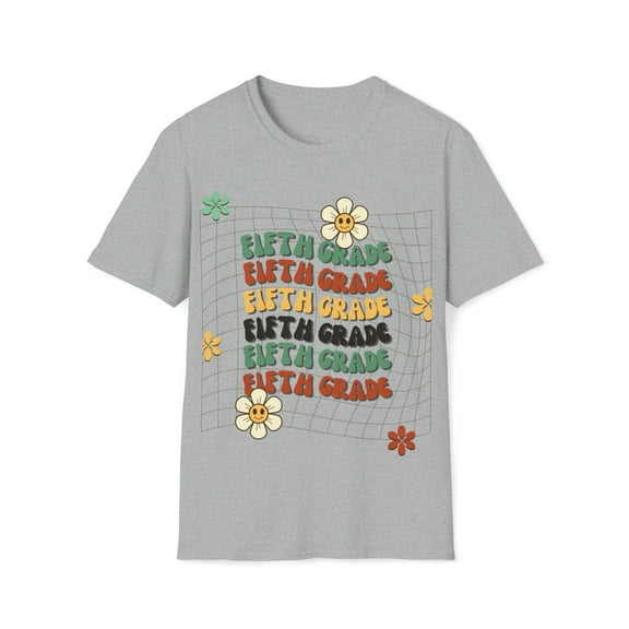 Groovy Fifth Grade Retro Flower Unisex Softstyle T-Shirt
