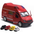 thumbnail image 2 of Simulated Pull Back Sound Light Ambulance Police Car Fire Truck Kids Toy Gift, 2 of 8