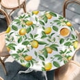 thumbnail image 3 of Summer Lemon Table Cloth, Round Fitted Tablecloths with Elastic Edge, Green Botanical Watercolor Fruits Wipeable Waterproof Table Cover for Kitchen Wedding 36-44 Inches, 3 of 4