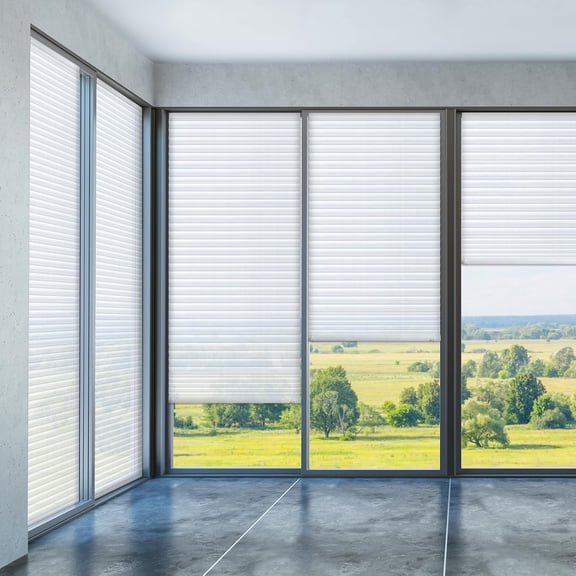 Temporary Blinds for Indoor Windows No Tools Cut to Size Fabric Paper Pleated Shades Adhesive Privacy Blinds for French Door Sliding Door Light Filtering