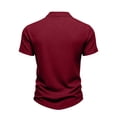 thumbnail image 4 of Ribbed Polo Shirts for Men Summer Casual Button Up Short Sleeve Shirts Textured Collared Cuban Shirt Knit Henley Tops Wine M, 4 of 5
