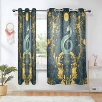 Yayeee Window Curtains Set of 2 for Living Room Light Filtering 63"x52", Green Celestial Serpent
