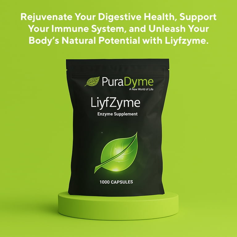 PuraDyme LiyfZyme Plant-Based Digestive Enzyme, Digestive Health