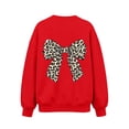 thumbnail image 4 of Risckoth Girl's Leopard Bow Print Crew Neck Sweatshirt, Long Sleeve Solid Casual Fall Winter Pullover, 4 of 7