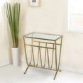 thumbnail image 6 of Spitiko Homes End Table in Gold with Clear Glass and Magazine Holder, 6 of 6