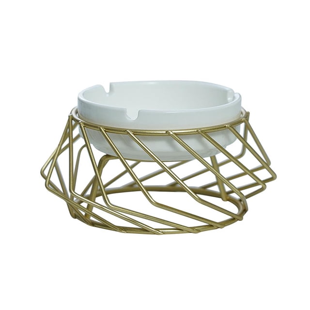 Soporte De Arte Del Hierro Cenicero De Cerámica Personalidad Creativa Mesa De Centro Del Hogar Adornos Decorativos Moda Con Comedero De Humo Accesorios Para Fumar Kearding HA022682-00
