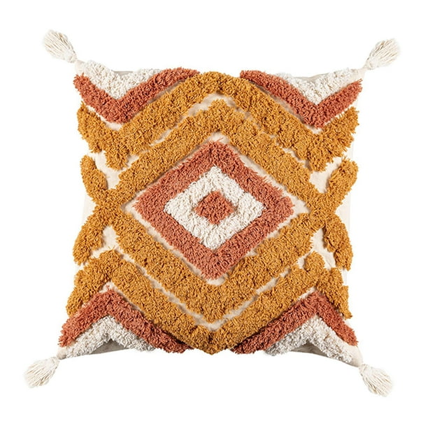 Boho geométrico cojín funda de almohada borlas copetudo sofá decoración de Gloria fundas de almohada de tiro boho