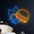 thumbnail image 2 of Handmadetneonsign Cat Burger Wall Art, Burger Cat Wall Decor, Burger Restaurant Wall Decor, 2 of 5