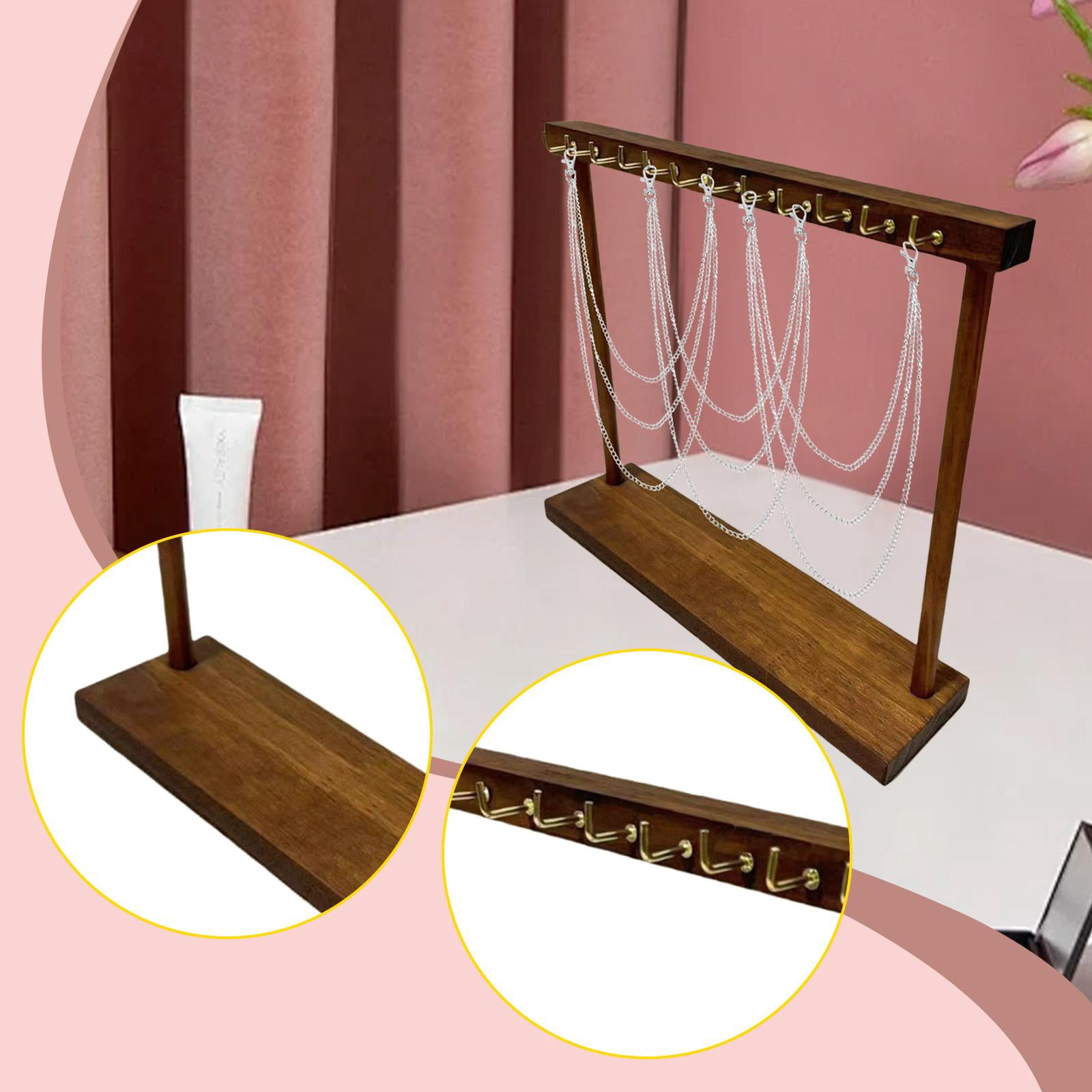 Milageto Necklace Display Holder DIY Assembly Hanging Hooks for Home Tabletop Dresser 12 Hooks
