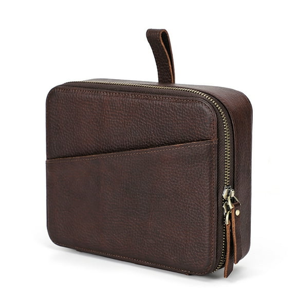 Bigcan Vintage Crazy Horse Leather Apple Watch Band Organizer – Portable Zippered Case for 6 Bands with Custom Engraving Option