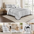 thumbnail image 6 of Quilts King Size, Grey Buffalo Plaid Soft Comforter Bedding Set for Bed, Farmhouse Modern Checkered Lightweight Quilted Bedspread with Pillow Cover(2 Pieces) for All Season, 96x106 Inch, 6 of 9