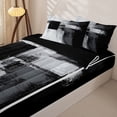 thumbnail image 3 of Homewish Black Watercolor Zipper Twin Comforter Sets with Fitted Sheet and 2 Pillowcases,Vintage Geometric Art Zipper Bedding Set,Black Reversible,4pcs, 3 of 8