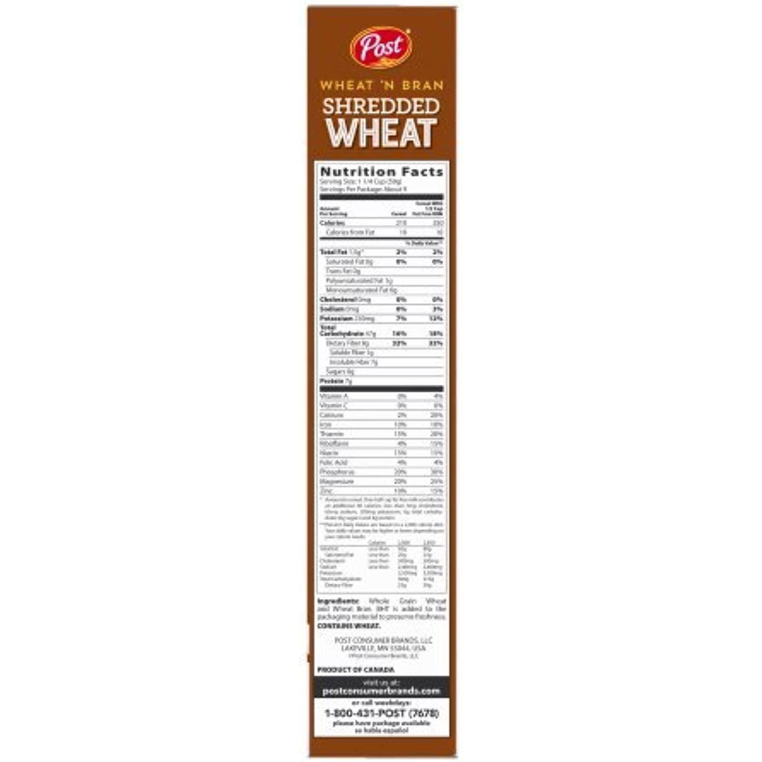 Pack Of 3 - Post Shredded Wheat Spoon Size Wheat,N Bran Cereal 18 Oz. Box