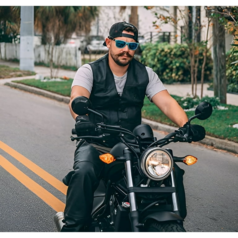 HWK Motorcycle Leather Chaps Pants Biker Cowboy Riding