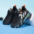 thumbnail image 2 of Boys Running Sneakers Fashion Color Block Pattern Knit Mesh Kids Basketball Athletic Shoes Chunky Cushioning Tennis Shoes Orange 11 Little Kid, 2 of 6