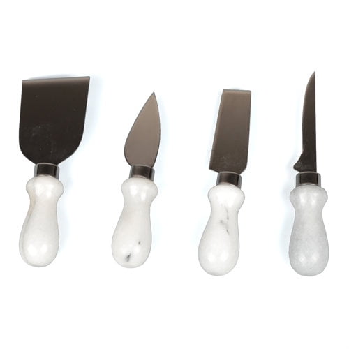 Set of 4 White Marble Cheese Knife Set