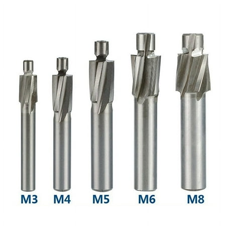 

5-Piece Guide Slotted Countersunk Die M3-M8 Milling Cutter 4-Tooth High-Speed Steel Milling Cutter Set
