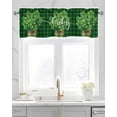 thumbnail image 2 of Green Plaid Linen Curtain Valance for Bedroom/Bathroom/Kitchen/Office/Living/Dining Room Windows,St. Patrick's Day Buffalo Checkered Plant Rod Pocket Topper Drapes Decorative Cafe Drapery Panel 60x18, 2 of 6
