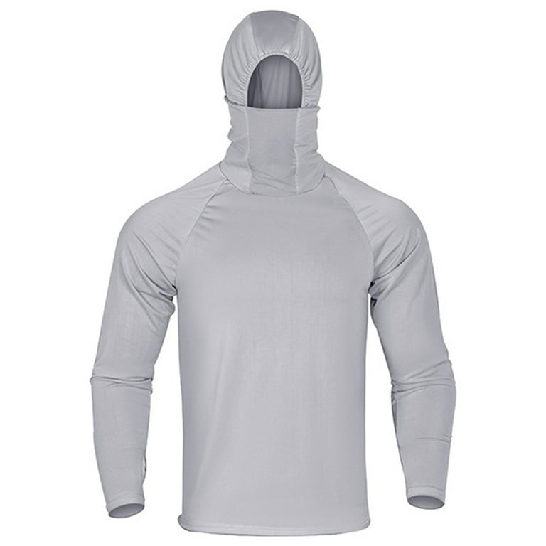 Niuer Breathable Fishing Shirts for Men UPF 50 with Gaiter Mask Sun  Protection T-Shirt Summer Quick Dry Long Sleeve Fishing Hoodies Tops