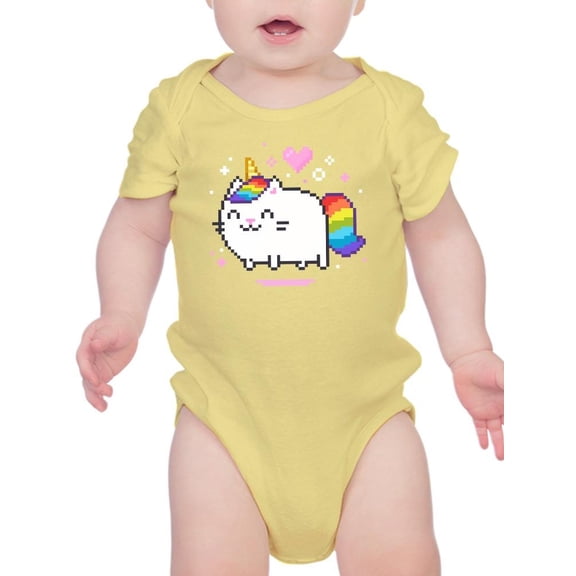 Pixel Cute Unicorn Kitten Art Bodysuit Infant -Image by Shutterstock, 12 Months