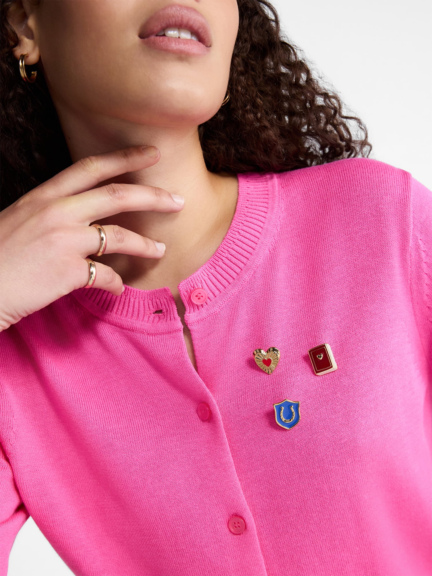 Free Assembly Women's Book, Heart and Horseshoe Crest Pin Set, 3-Piece