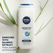 NIVEA MEN Sensitive Skin 3-in-1 Body Wash for Men, Bamboo Extract, Lightly Scented, 16.9 fl oz