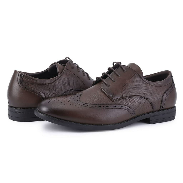 Oyang Men's Dress Shoes, Leather Classic Modern Oxford Wingtip Lace up  Dress Shoes, Business Casual Formal Derby Shoes
