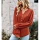 thumbnail image 2 of Camiseta holgada de punto con cuello en V para mujer Otoño Invierno Color sólido para vacaciones de ocio, 2 of 6